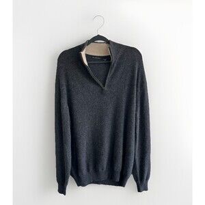 W.H. Belk Cashmere Sweater Mens Size X Large Gray Quarter Zip Pullover 2-ply